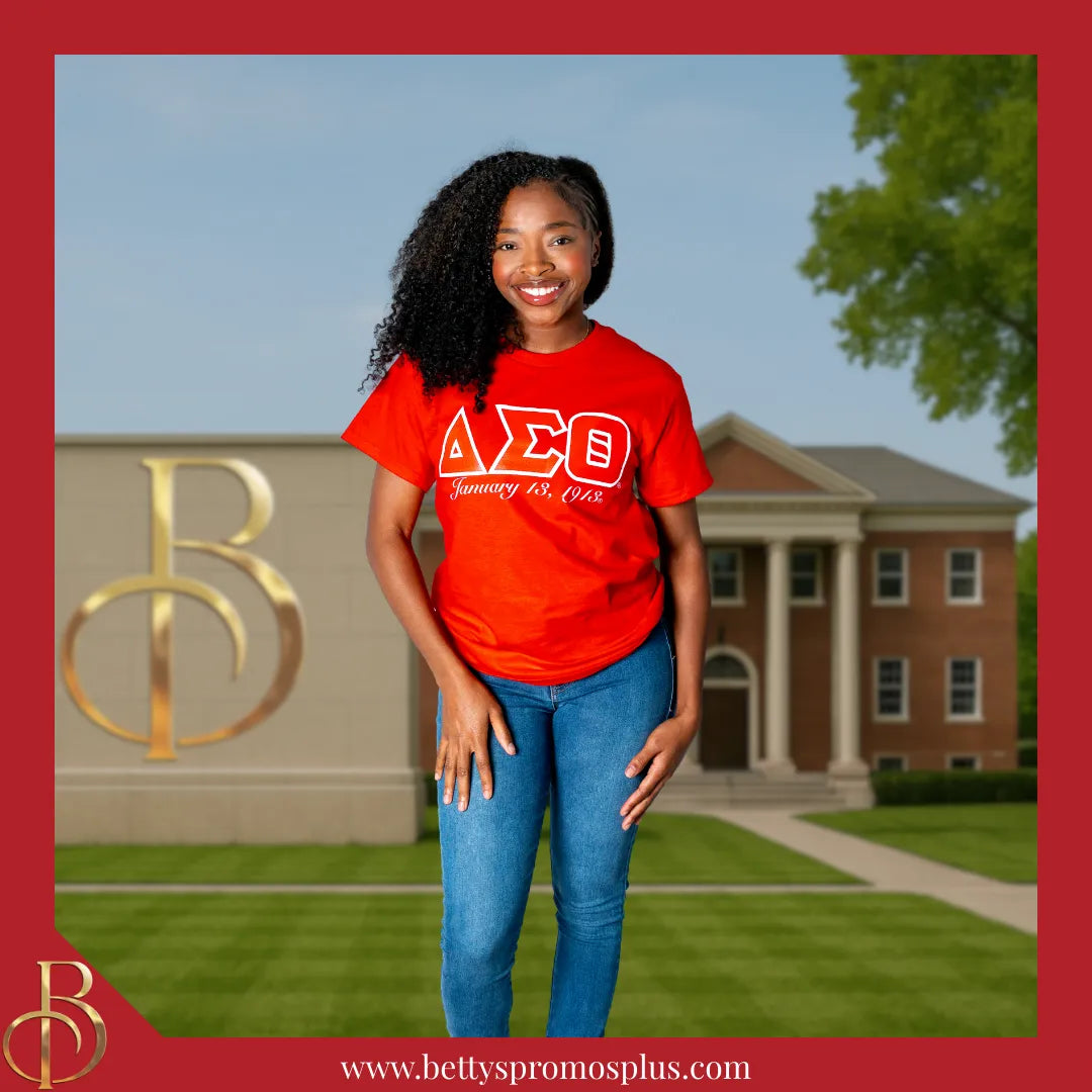 Delta Sigma Theta ΔΣΘ Founding Date Screen Printed T-Shirt-Delta Sigma Theta Paraphernalia-Delta Sigma Theta T-Shirts-Betty's Promos Plus