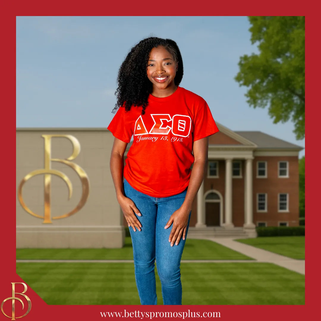 Delta Sigma Theta ΔΣΘ Founding Date Screen Printed T-Shirt-Delta Sigma Theta Paraphernalia-Delta Sigma Theta T-Shirts-Betty's Promos Plus
