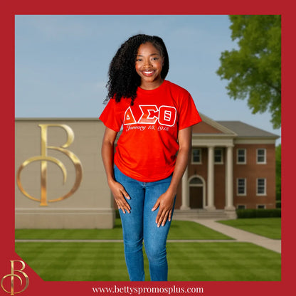 Delta Sigma Theta ΔΣΘ Founding Date Screen Printed T-Shirt-Delta Sigma Theta Paraphernalia-Delta Sigma Theta T-Shirts-Betty's Promos Plus