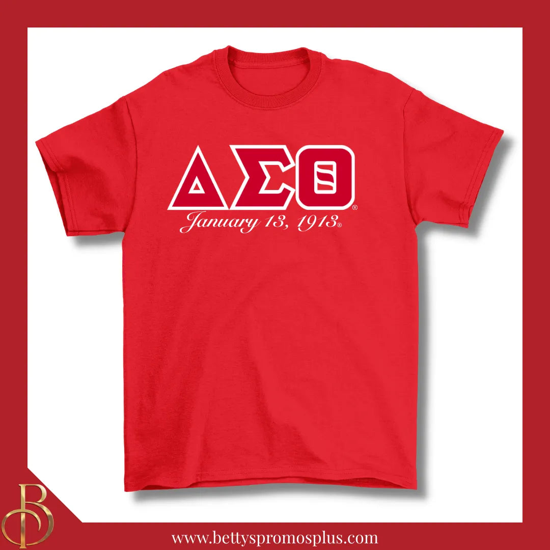 Delta Sigma Theta ΔΣΘ Founding Date Screen Printed T-Shirt-Red-Small-Delta Sigma Theta Paraphernalia-Delta Sigma Theta T-Shirts-Betty's Promos Plus