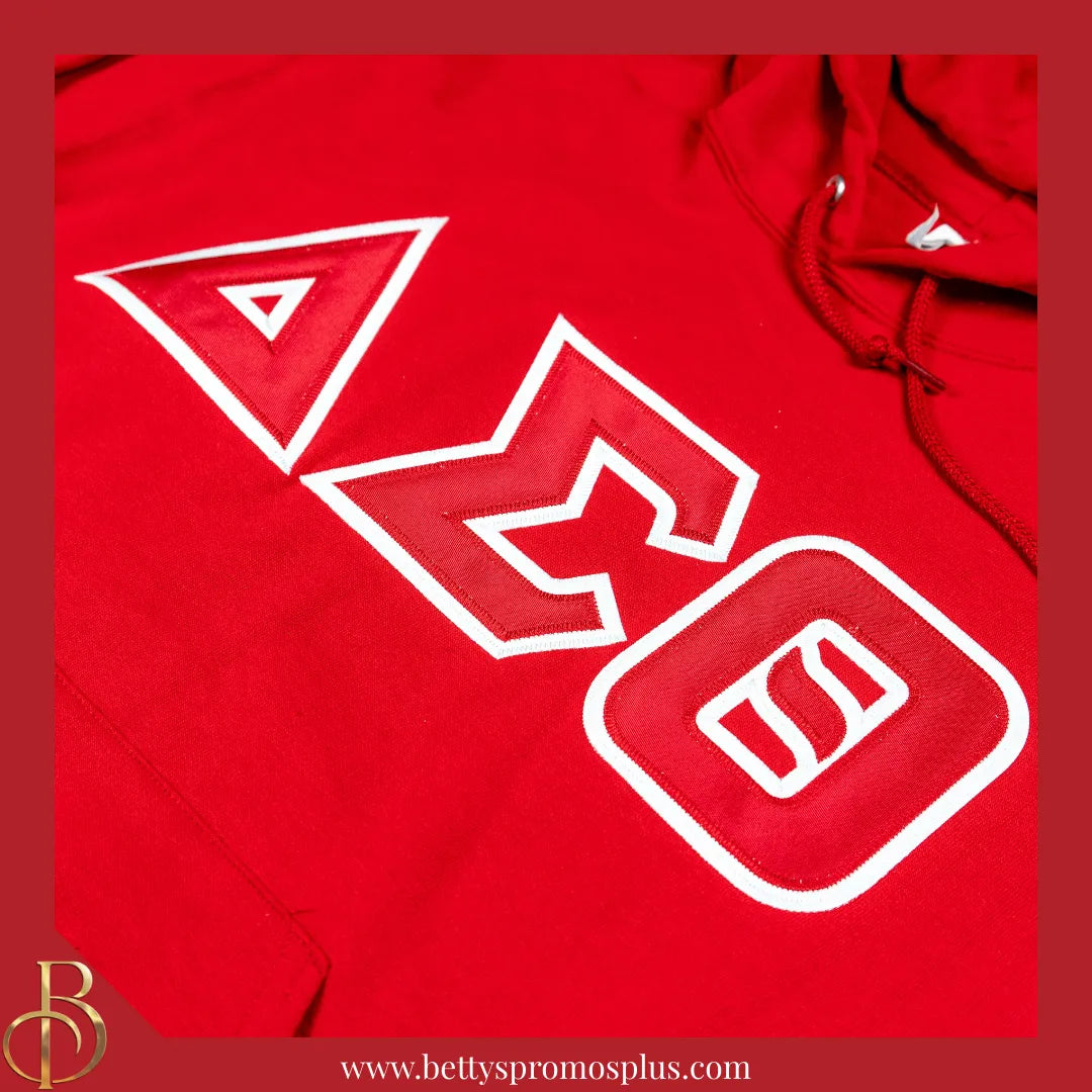 Delta Sigma Theta ΔΣΘ Greek Letter Double-Stitched Embroidered Hoodie-Delta Sigma Theta Paraphernalia-Delta Sigma Theta Hoodie-Betty's Promos Plus