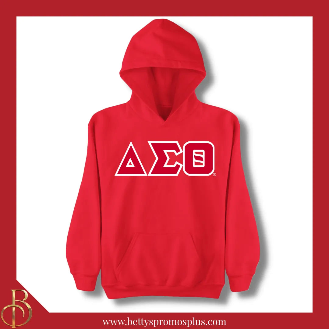 Delta Sigma Theta ΔΣΘ Greek Letter Double-Stitched Embroidered Hoodie-Red-Small-Delta Sigma Theta Paraphernalia-Delta Sigma Theta Hoodie-Betty's Promos Plus
