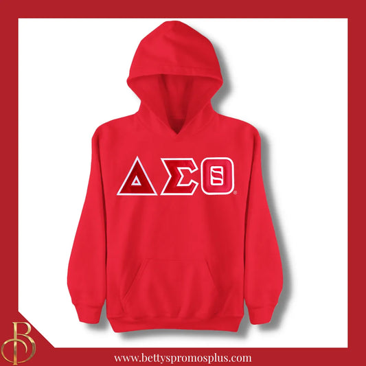 Delta Sigma Theta ΔΣΘ Greek Letter Double-Stitched Embroidered Hoodie-Red-Small-Delta Sigma Theta Paraphernalia-Delta Sigma Theta Hoodie-Betty's Promos Plus