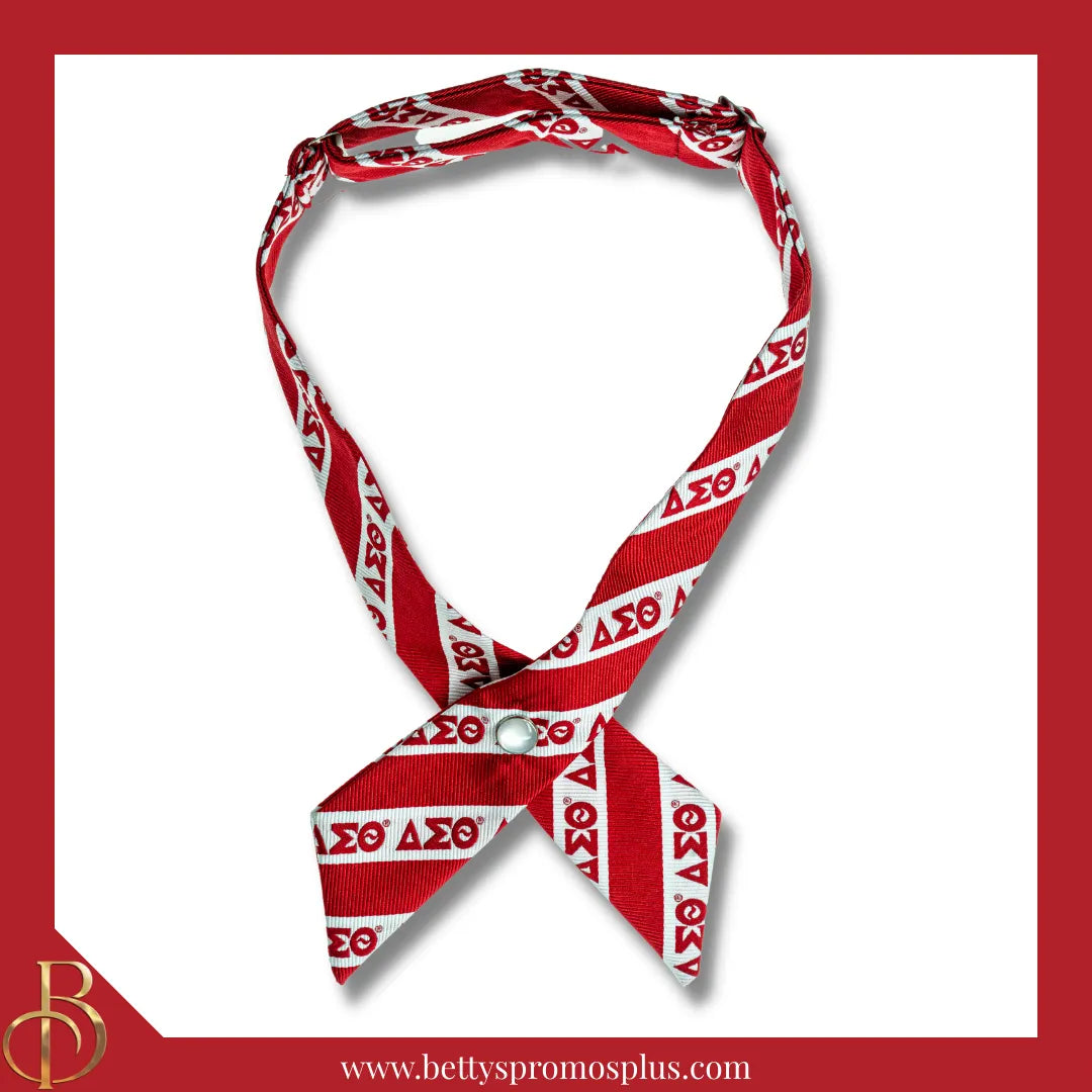 Delta Sigma Theta ΔΣΘ Greek Letters Crossover Bow Tie-Red-Delta Sigma Theta Paraphernalia-Delta Sigma Theta Bow Tie-Betty's Promos Plus