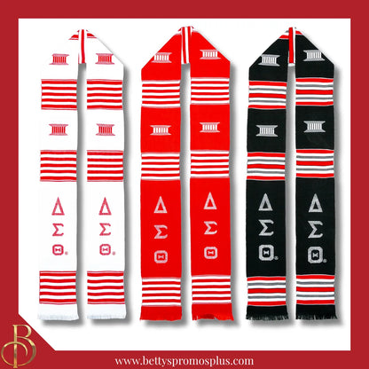 Delta Sigma Theta ΔΣΘ Greek Letters Kente Cloth Graduation Stole-Delta Sigma Theta Paraphernalia-Delta Sigma Theta Graduation Stole-Betty's Promos Plus