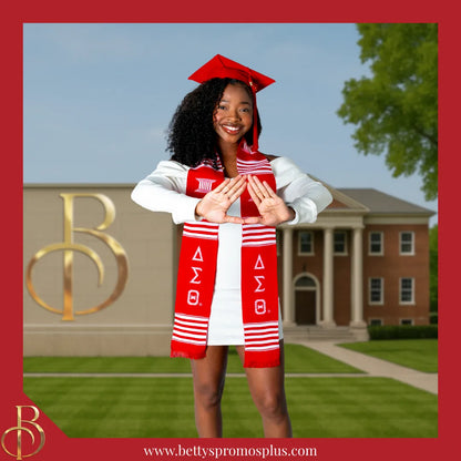 Delta Sigma Theta ΔΣΘ Greek Letters Kente Cloth Graduation Stole-Delta Sigma Theta Paraphernalia-Delta Sigma Theta Graduation Stole-Betty's Promos Plus
