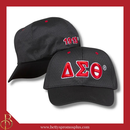 Delta Sigma Theta ΔΣΘ Greek Letters Mesh Flex Fit Embroidered Hat-Black-Delta Sigma Theta Paraphernalia-Delta Sigma Theta Hats-Betty's Promos Plus