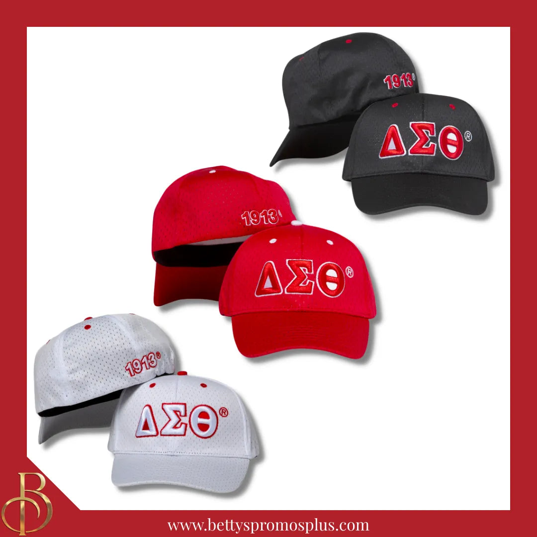 Delta Sigma Theta ΔΣΘ Greek Letters Mesh Flex Fit Embroidered Hat-Delta Sigma Theta Paraphernalia-Delta Sigma Theta Hats-Betty's Promos Plus