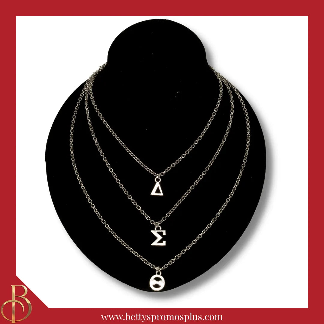 Delta Sigma Theta ΔΣΘ Greek Letters Multi Strand Necklace-Delta Sigma Theta Paraphernalia-Delta Sigma Theta Necklace-Betty's Promos Plus