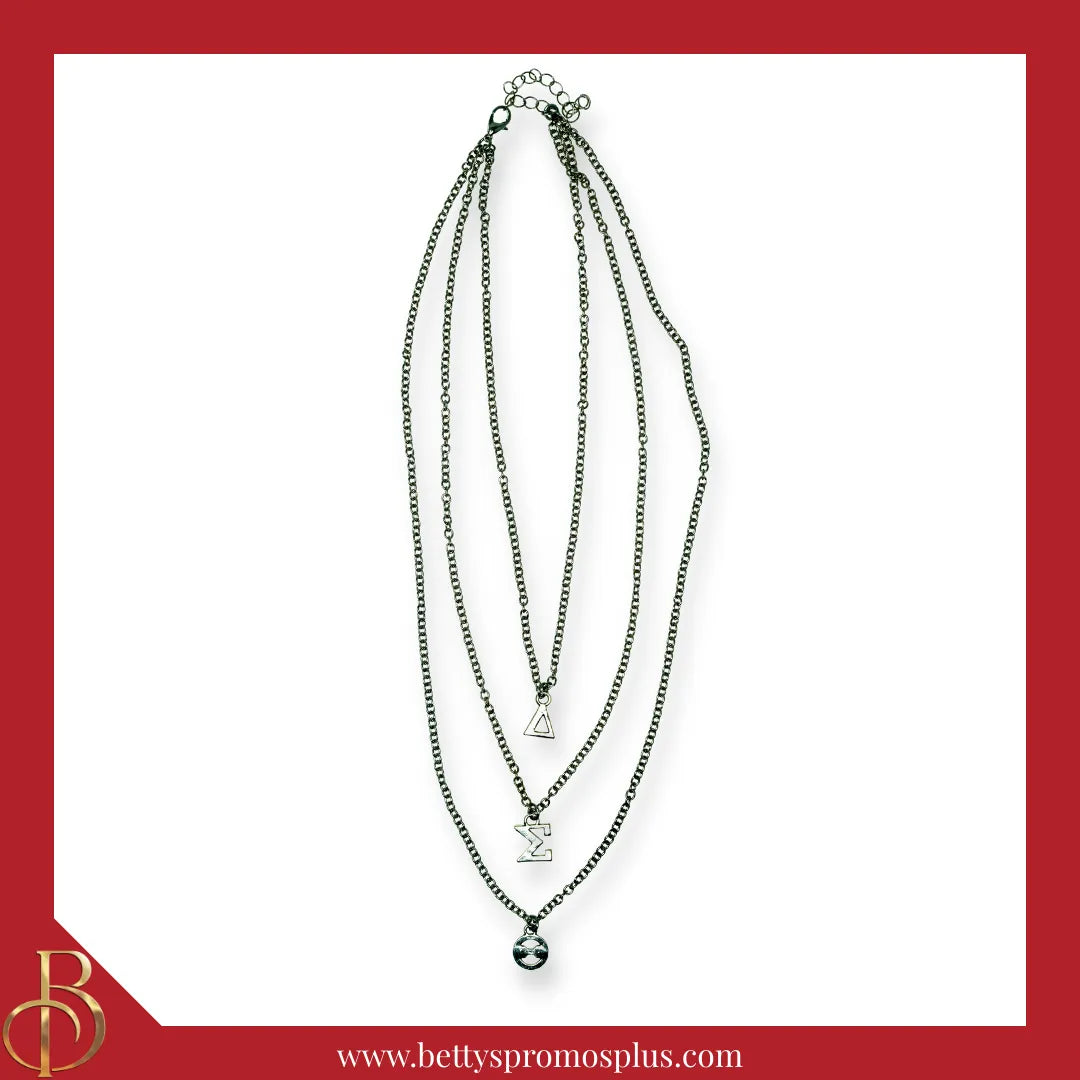 Delta Sigma Theta ΔΣΘ Greek Letters Multi Strand Necklace-Delta Sigma Theta Paraphernalia-Delta Sigma Theta Necklace-Betty's Promos Plus