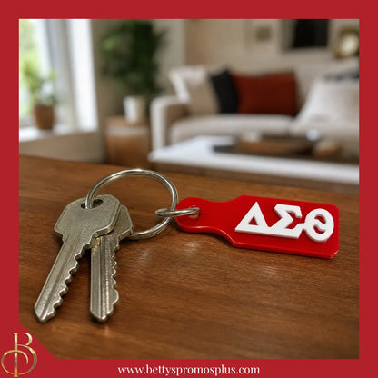 Delta Sigma Theta ΔΣΘ Greek Letters Paddle-Shaped Acrylic Keychain-Delta Sigma Theta Paraphernalia-Delta Sigma Theta Keychain-Betty's Promos Plus