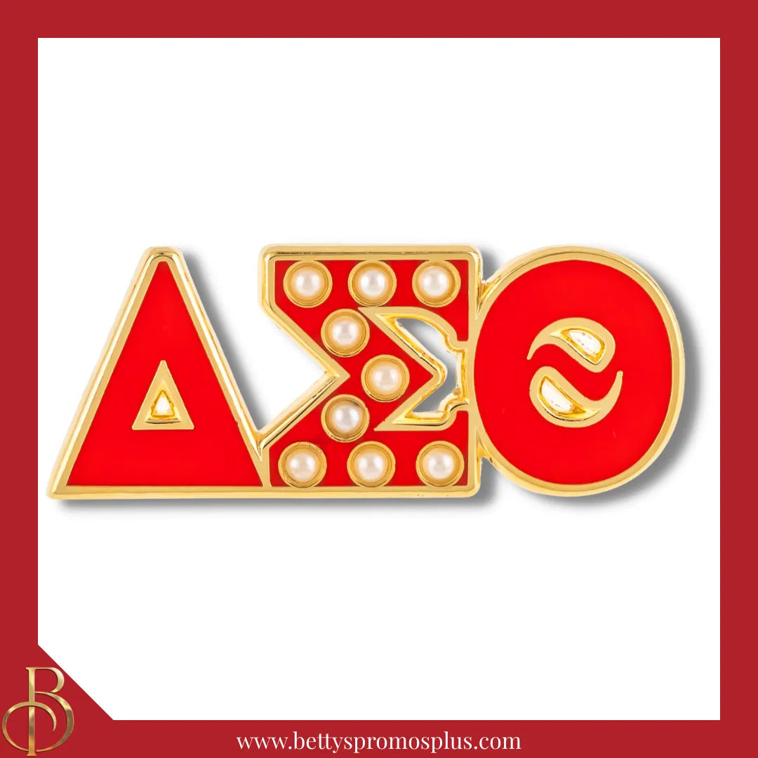 Delta Sigma Theta ΔΣΘ Greek Letters with Pearl Σ Lapel Pin-Delta Sigma Theta Paraphernalia-Delta Sigma Theta Lapel Pin-Betty's Promos Plus