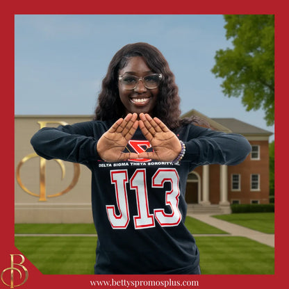 Delta Sigma Theta ΔΣΘ J13 Screen Printed Long Sleeve T-Shirt-Delta Sigma Theta Paraphernalia-Delta Sigma Theta T-Shirts-Betty's Promos Plus