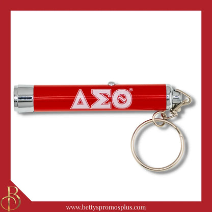 Delta Sigma Theta ΔΣΘ Keychain LED Flashlight Pen Light-Red-Delta Sigma Theta Paraphernalia-Delta Sigma Theta Pen Light-Betty's Promos Plus