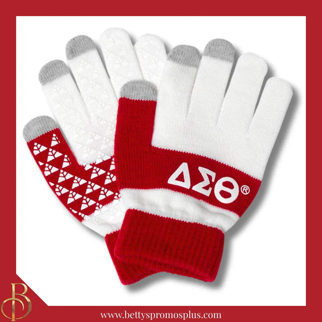 Delta Sigma Theta ΔΣΘ Knit Touch Screen Gloves-Delta Sigma Theta Paraphernalia-Delta Sigma Theta Gloves-Betty's Promos Plus