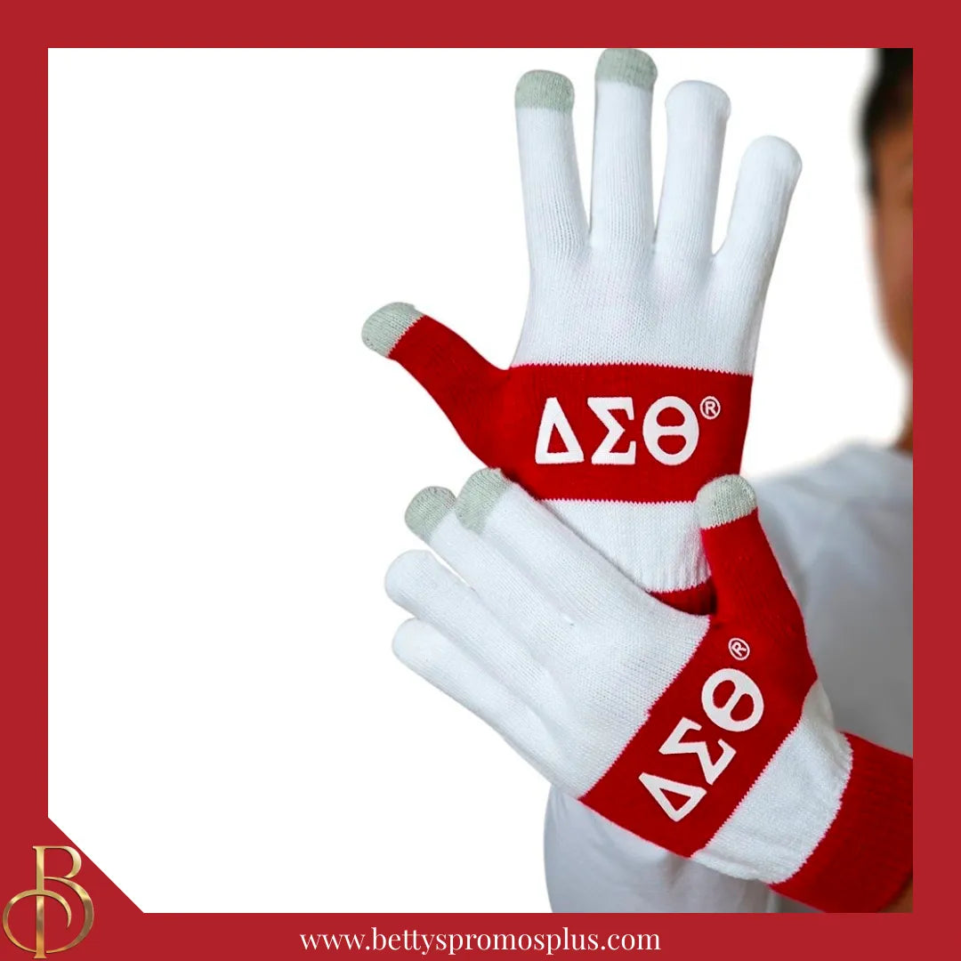 Delta Sigma Theta ΔΣΘ Knit Touch Screen Gloves-Delta Sigma Theta Paraphernalia-Delta Sigma Theta Gloves-Betty's Promos Plus