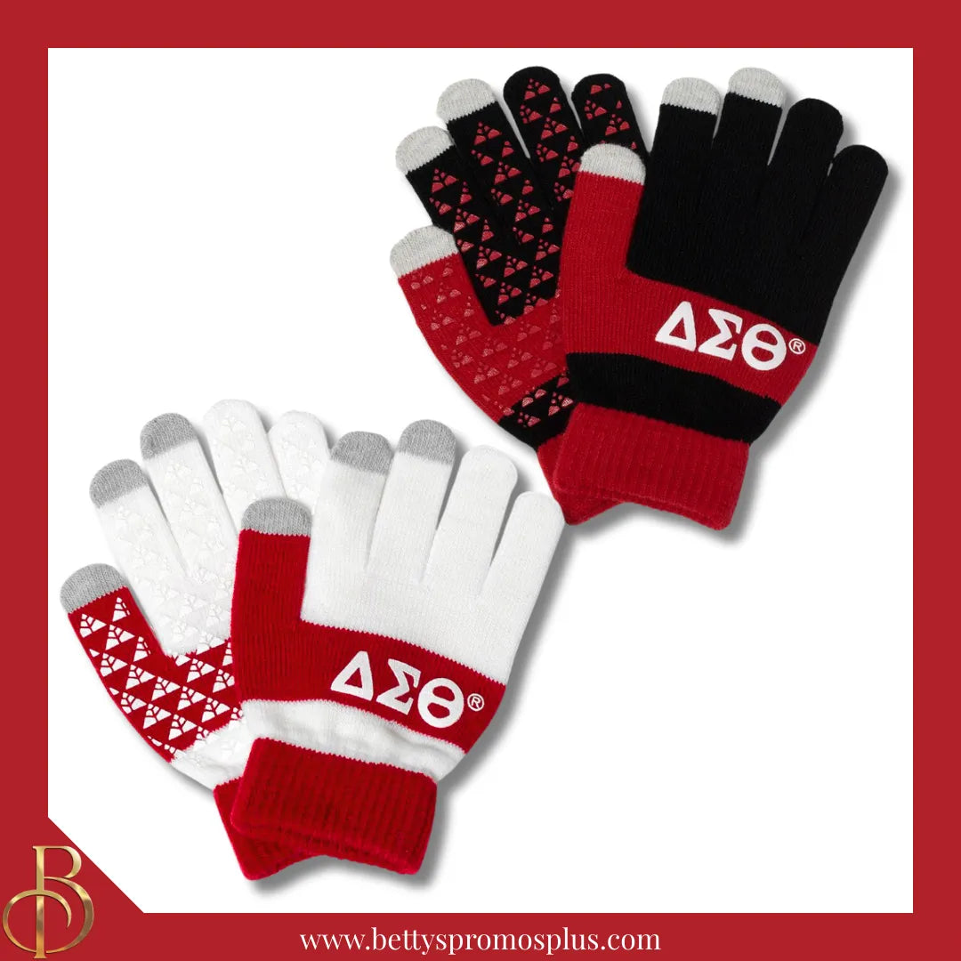 Delta Sigma Theta ΔΣΘ Knit Touch Screen Gloves-Delta Sigma Theta Paraphernalia-Delta Sigma Theta Gloves-Betty's Promos Plus