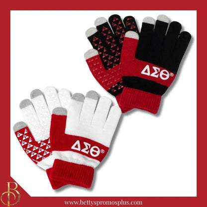 Delta Sigma Theta ΔΣΘ Knit Touch Screen Gloves-Delta Sigma Theta Paraphernalia-Delta Sigma Theta Gloves-Betty's Promos Plus