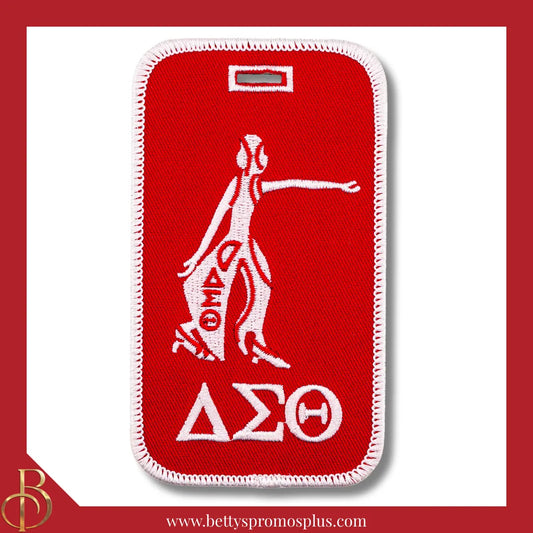 Delta Sigma Theta ΔΣΘ Lady Fortitude Embroidered Luggage Tag-Red-Delta Sigma Theta Paraphernalia-Delta Sigma Theta Luggage Tag-Betty's Promos Plus