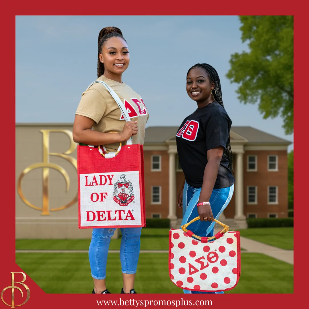 Delta Sigma Theta ΔΣΘ Lady of Delta Sorority Jute Bag-Delta Sigma Theta Paraphernalia-Delta Sigma Theta Purses-Betty's Promos Plus