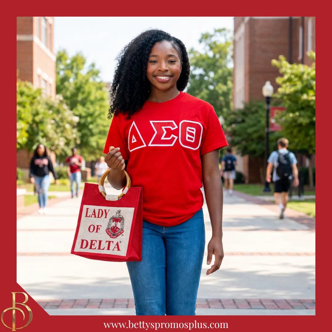 Delta Sigma Theta ΔΣΘ Lady of Delta Sorority Jute Bag-Delta Sigma Theta Paraphernalia-Delta Sigma Theta Purses-Betty's Promos Plus