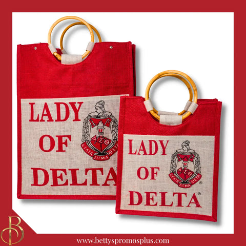 Delta Sigma Theta ΔΣΘ Lady of Delta Sorority Jute Bag-Delta Sigma Theta Paraphernalia-Delta Sigma Theta Purses-Betty's Promos Plus