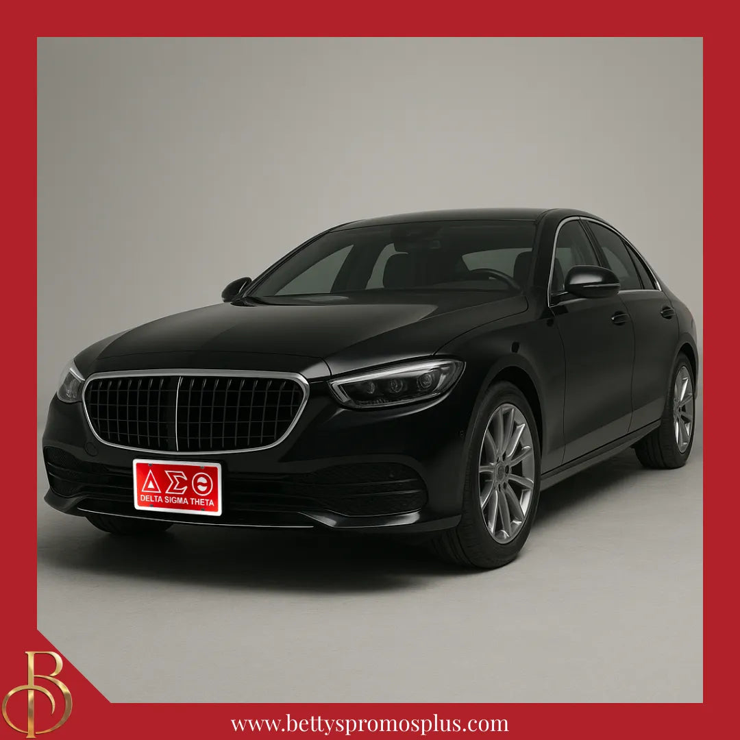 Delta Sigma Theta ΔΣΘ Laser Engraved Mirrored Acrylic Auto Tag License Plate-Delta Sigma Theta Paraphernalia-Delta Sigma Theta Auto Tag-Betty's Promos Plus