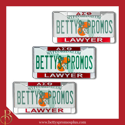 Delta Sigma Theta ΔΣΘ Lawyer Chrome Laser Engraved Mirrored Acrylic Auto Tag License Plate Frame-Delta Sigma Theta Paraphernalia-Delta Sigma Theta Auto Tag Frame-Betty's Promos Plus