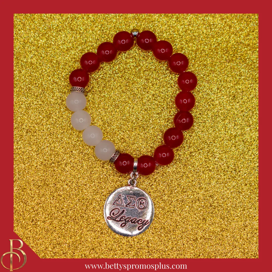 Delta Sigma Theta ΔΣΘ Legacy Beaded Stretch Bracelet with ΔΣΘ Charm-Delta Sigma Theta Paraphernalia-Delta Sigma Theta Bracelet-Betty's Promos Plus