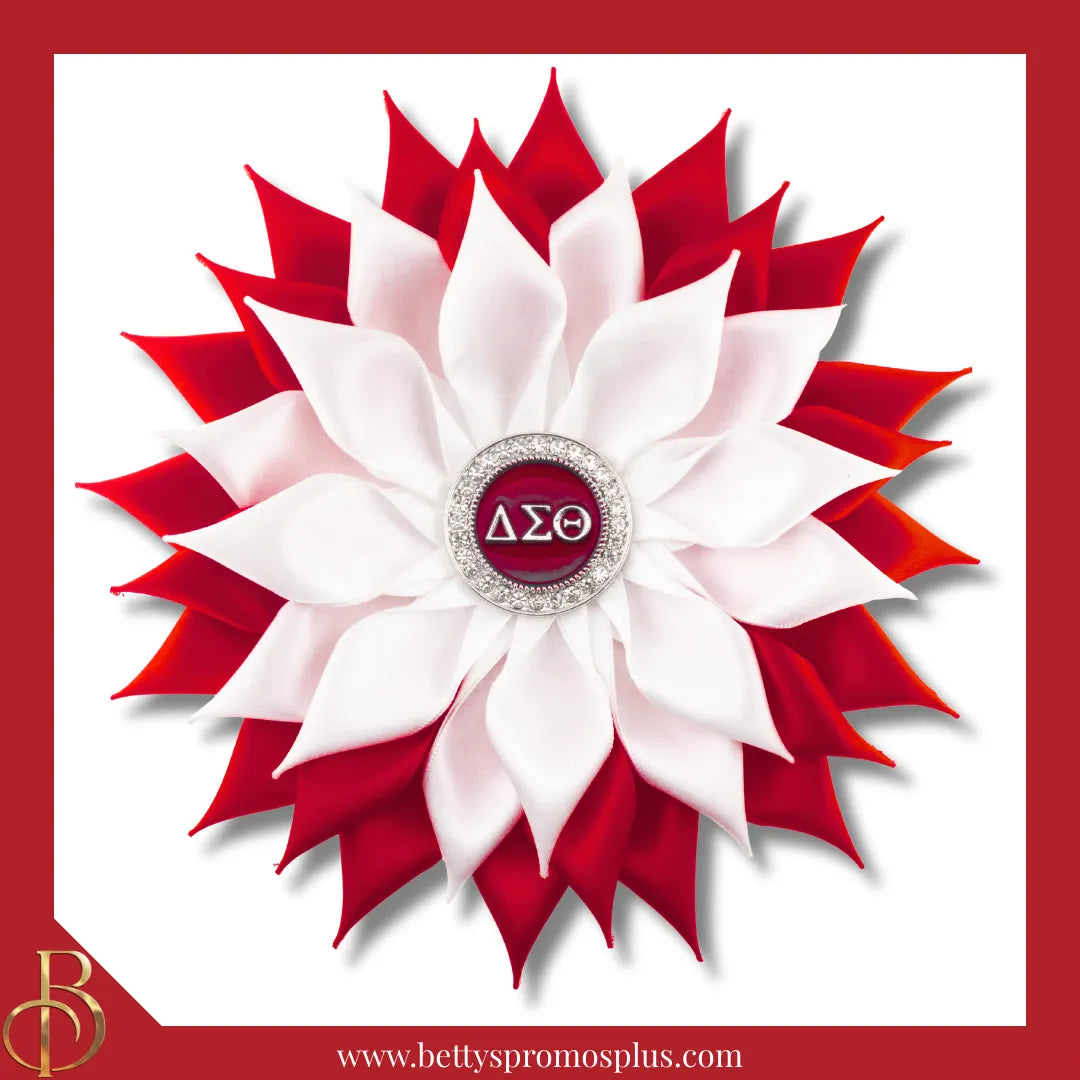 Delta Sigma Theta ΔΣΘ Letters Silk Flower Brooch-Delta Sigma Theta Paraphernalia-Delta Sigma Theta Lapel Pin-Betty's Promos Plus