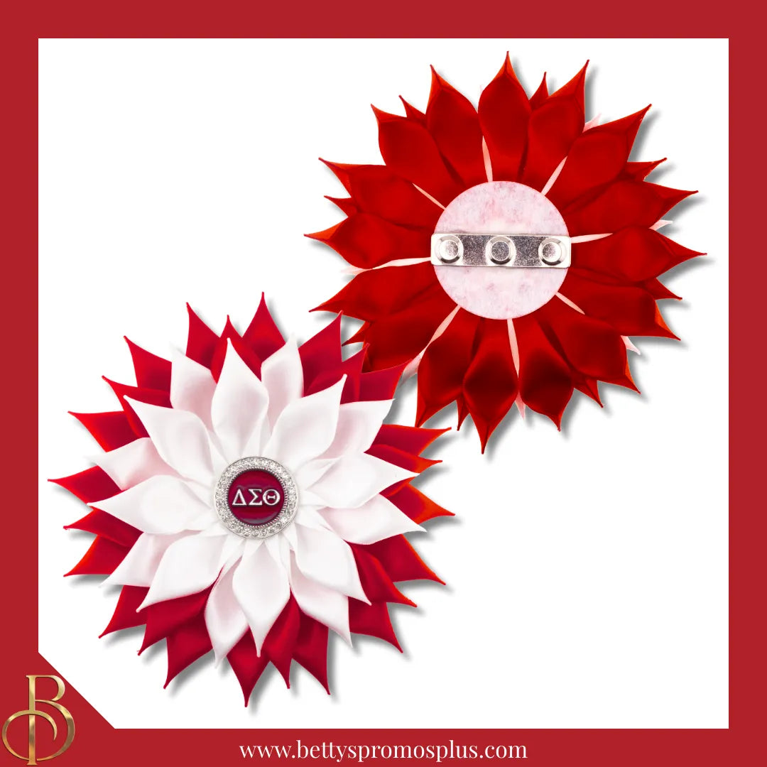 Delta Sigma Theta ΔΣΘ Letters Silk Flower Brooch-Delta Sigma Theta Paraphernalia-Delta Sigma Theta Lapel Pin-Betty's Promos Plus