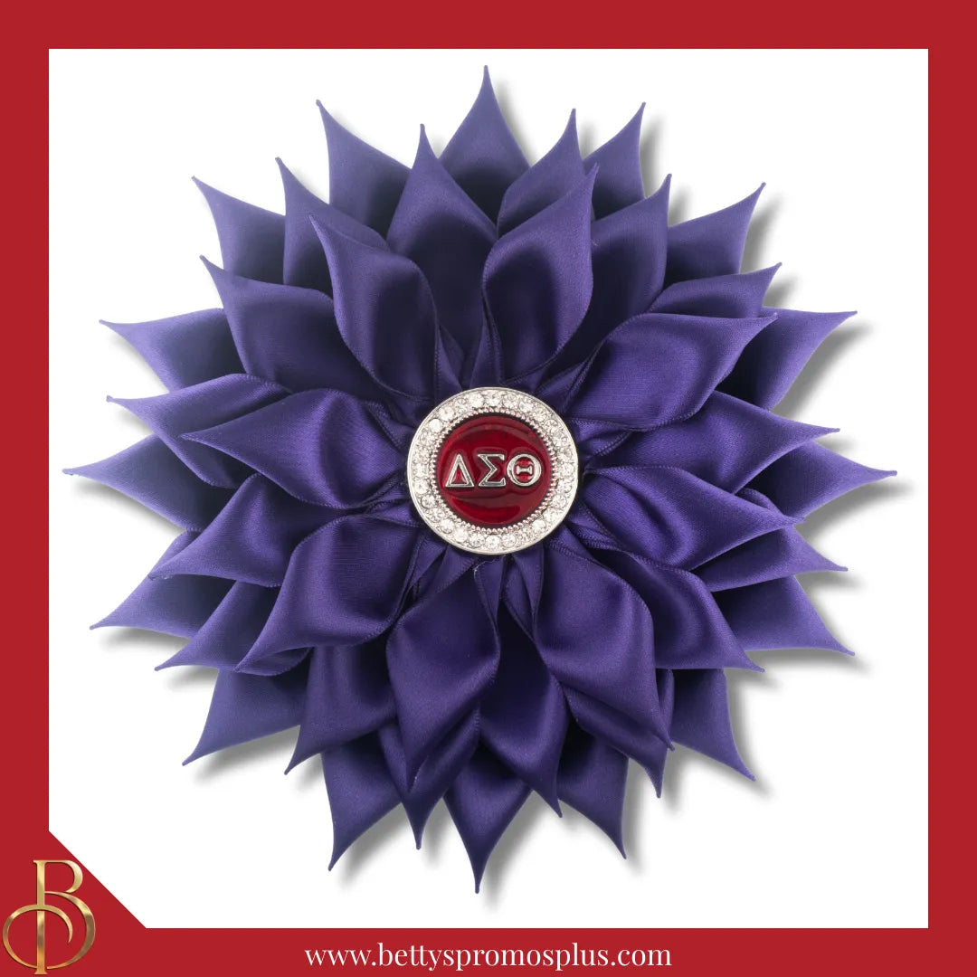 Delta Sigma Theta ΔΣΘ Letters Silk Flower Brooch-Delta Sigma Theta Paraphernalia-Delta Sigma Theta Lapel Pin-Betty's Promos Plus