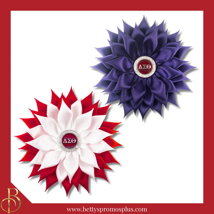 Delta Sigma Theta ΔΣΘ Letters Silk Flower Brooch