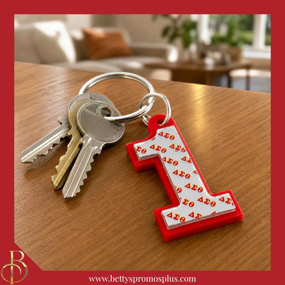 Delta Sigma Theta ΔΣΘ Line Number Mirrored Acrylic Keychain Available 1-100-Delta Sigma Theta Paraphernalia-Delta Sigma Theta Keychain-Betty's Promos Plus
