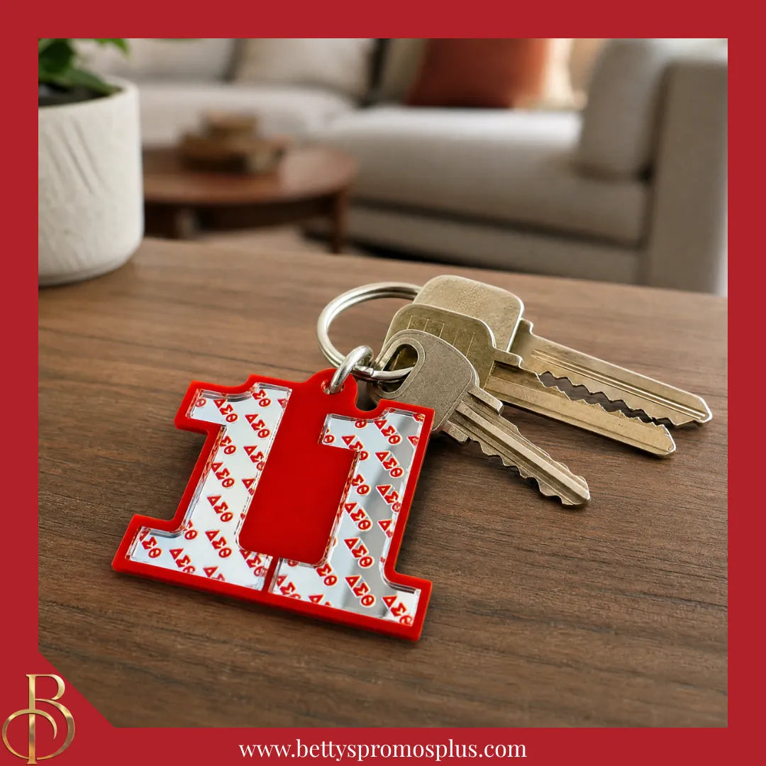 Delta Sigma Theta ΔΣΘ Line Number Mirrored Acrylic Keychain Available 1-100-Delta Sigma Theta Paraphernalia-Delta Sigma Theta Keychain-Betty's Promos Plus