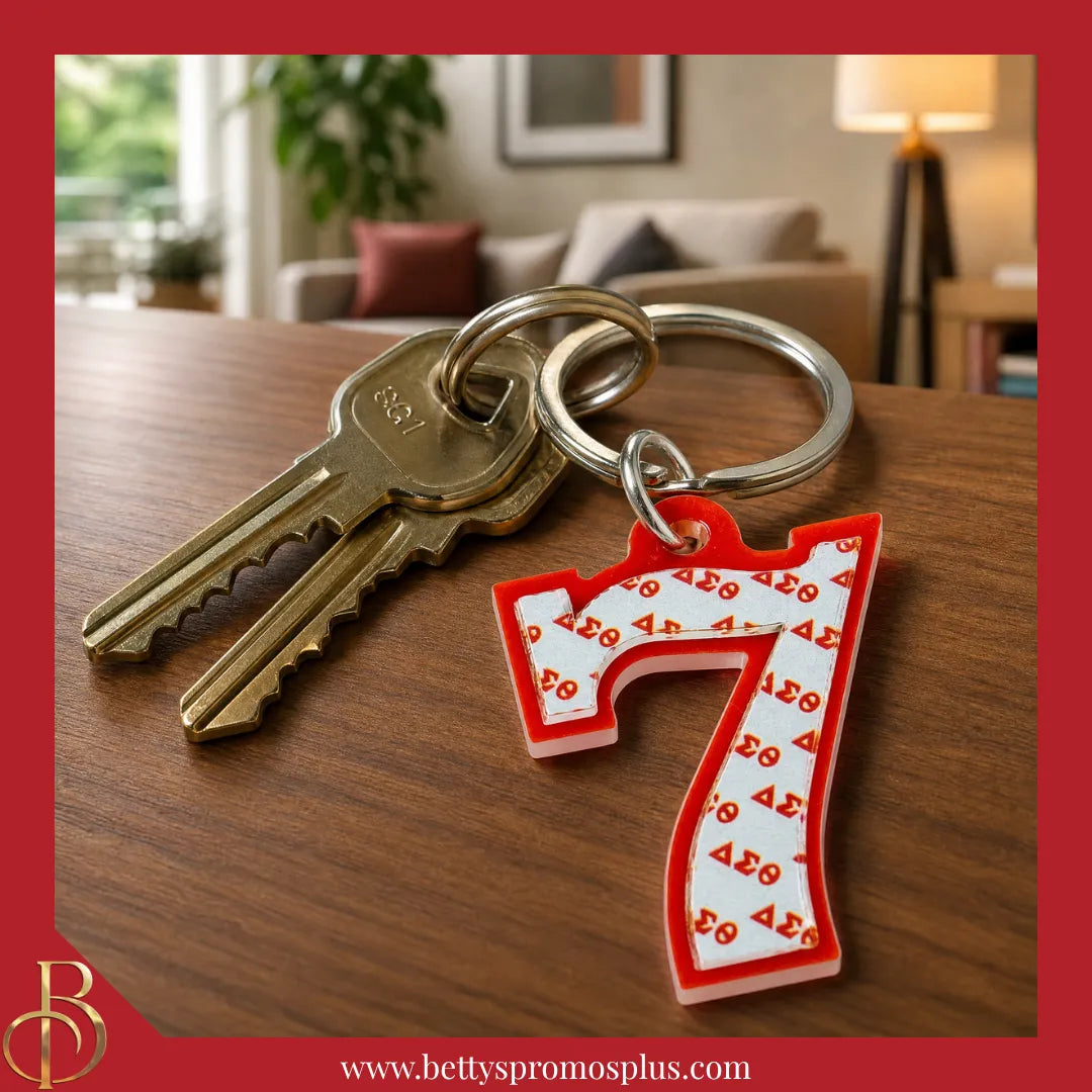 Delta Sigma Theta ΔΣΘ Line Number Mirrored Acrylic Keychain Available 1-100-Delta Sigma Theta Paraphernalia-Delta Sigma Theta Keychain-Betty's Promos Plus