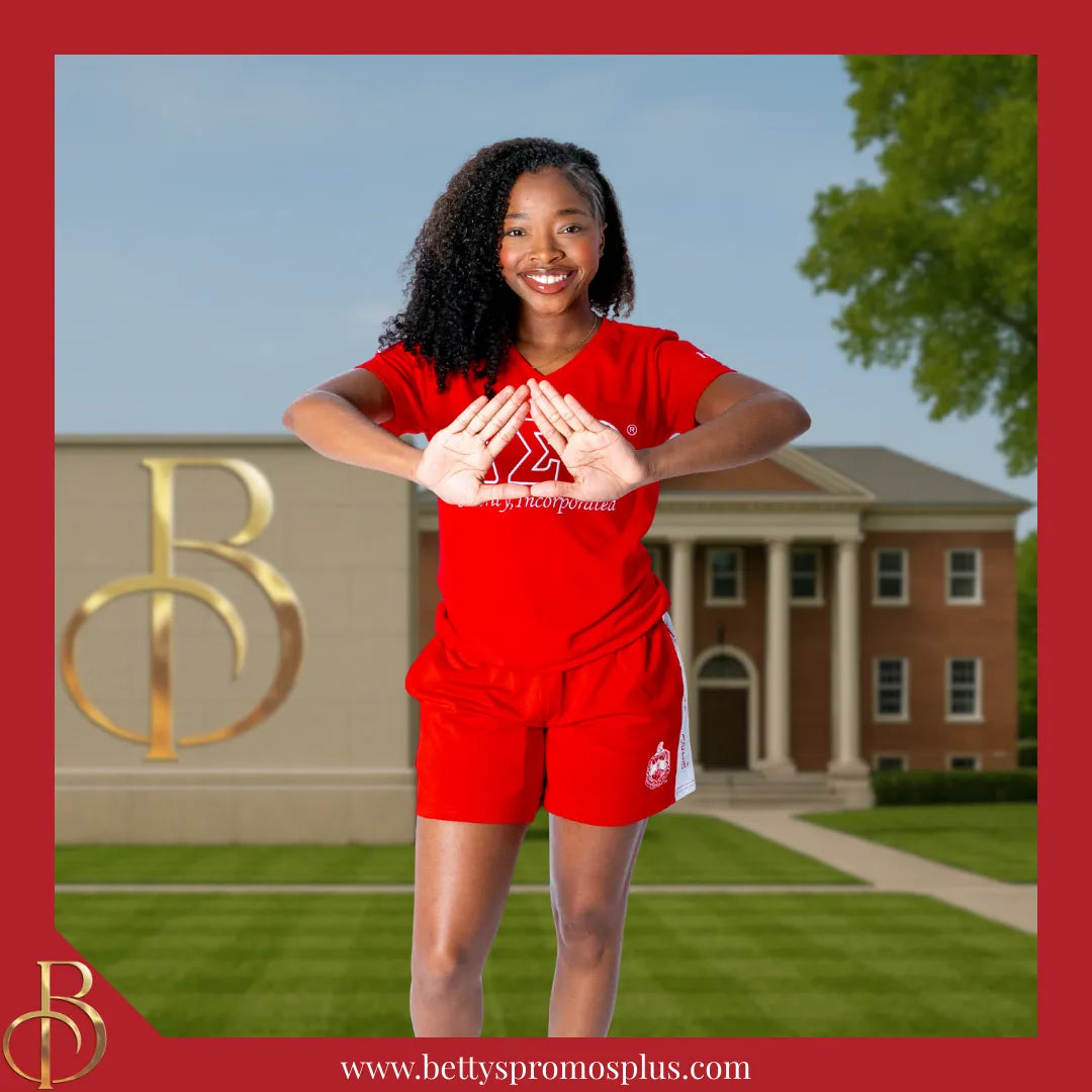 Delta Sigma Theta ΔΣΘ Luxury Embroidered T-Shirt with 1913 Sleeve-Delta Sigma Theta Paraphernalia-Delta Sigma Theta T-Shirts-Betty's Promos Plus