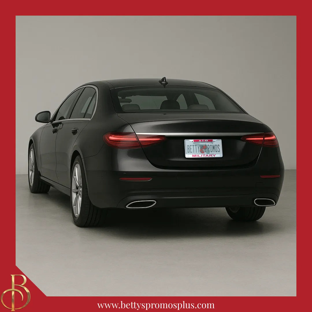 Delta Sigma Theta ΔΣΘ Military Chrome Laser Engraved Mirrored Acrylic Auto Tag License Plate Frame-Delta Sigma Theta Paraphernalia-Delta Sigma Theta Auto Tag Frame-Betty's Promos Plus