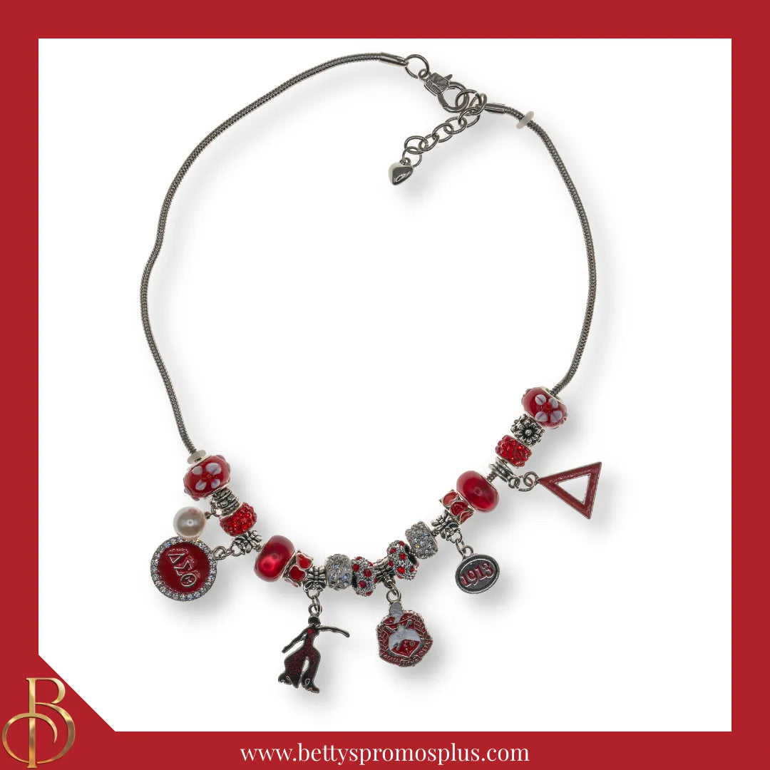 Delta Sigma Theta ΔΣΘ Multi Charm Necklace-Delta Sigma Theta Paraphernalia-Delta Sigma Theta Necklace-Betty's Promos Plus