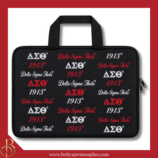 Delta Sigma Theta ΔΣΘ Neoprene Laptop Sleeve-Black-Delta Sigma Theta Paraphernalia-Delta Sigma Theta Bags/Purses-Betty's Promos Plus