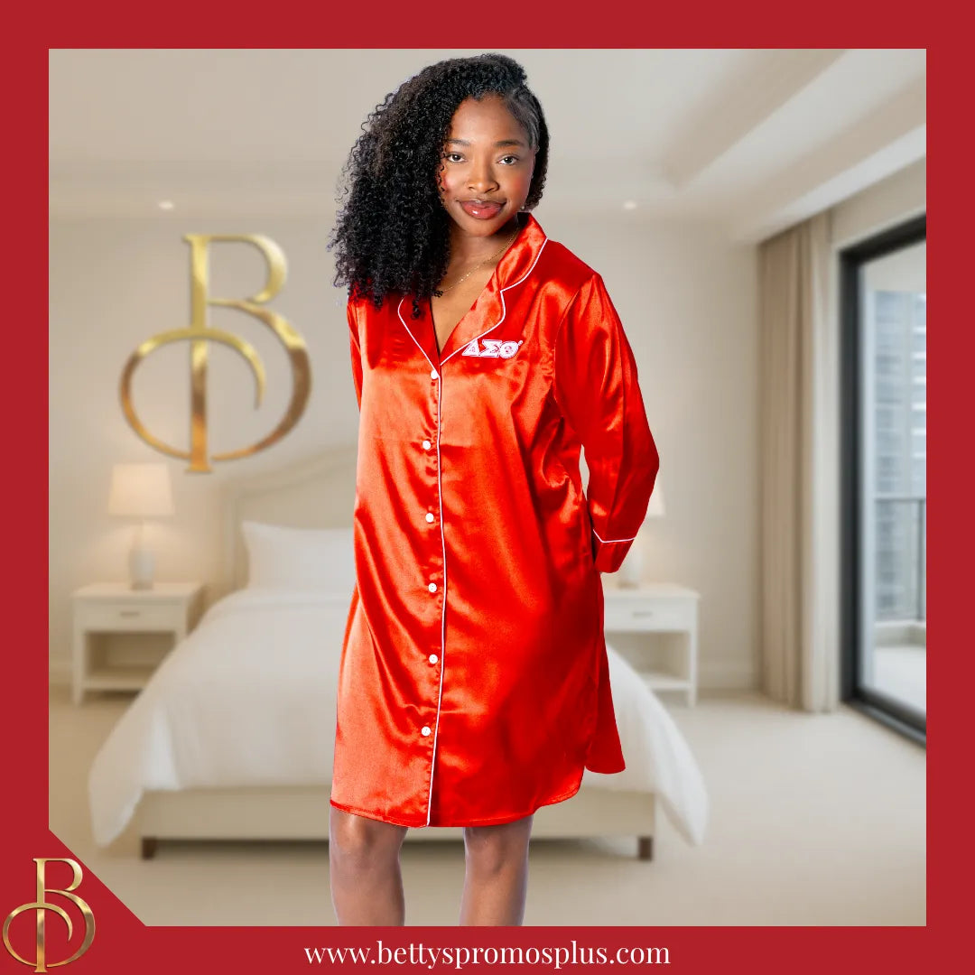 Delta Sigma Theta ΔΣΘ Nightshirt Pajama Night Shirt Gown-Delta Sigma Theta Paraphernalia-Delta Sigma Theta Pajamas-Betty's Promos Plus