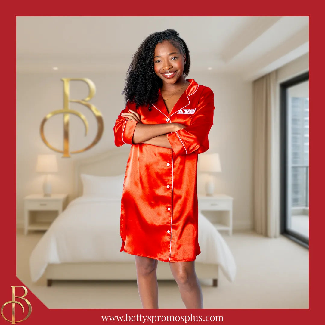 Delta Sigma Theta ΔΣΘ Nightshirt Pajama Night Shirt Gown-Delta Sigma Theta Paraphernalia-Delta Sigma Theta Pajamas-Betty's Promos Plus