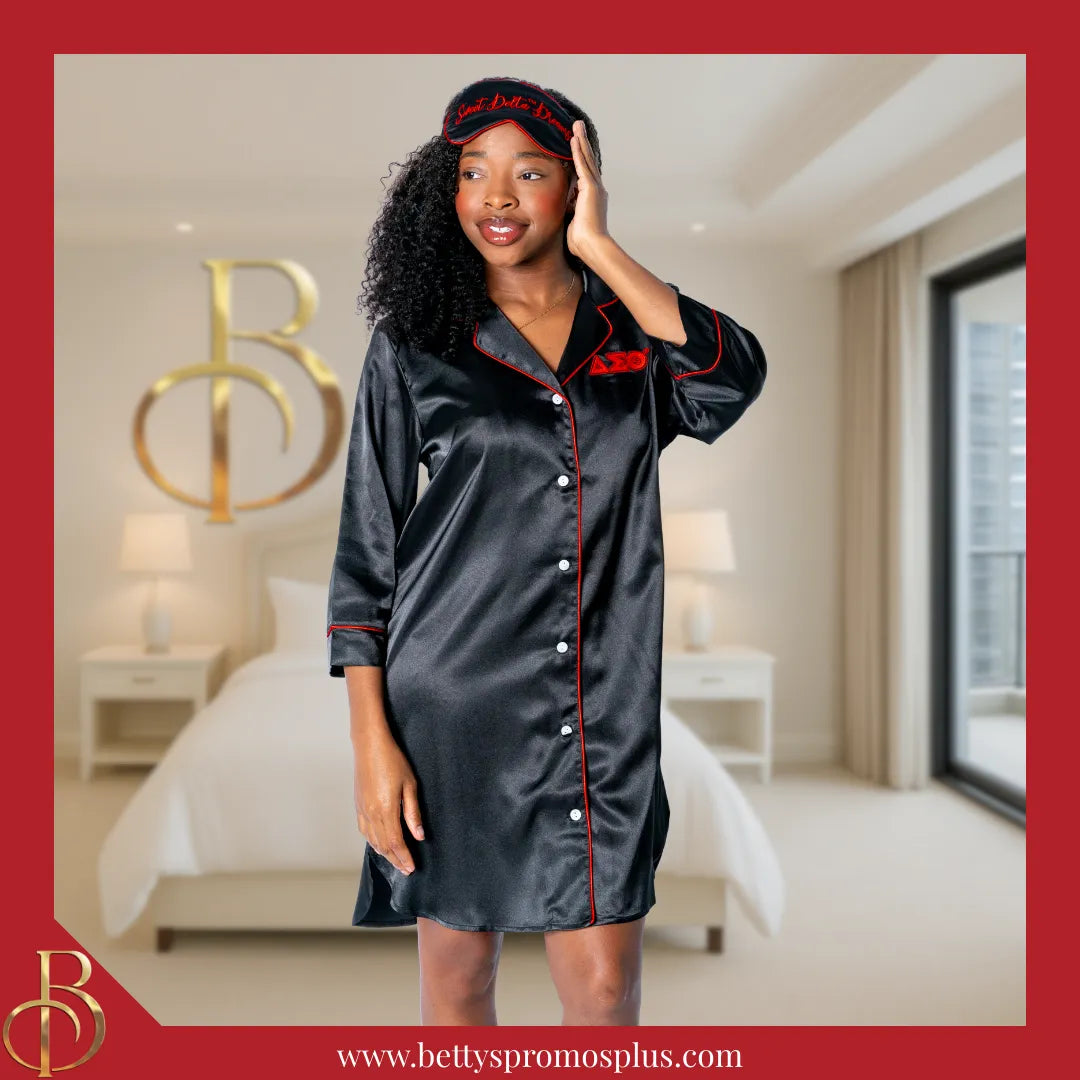 Delta Sigma Theta Nightshirt Pajama Night Shirt Gown Screen Printed / Red / 1X/2X Delta Sigma Theta Nightshirt Pajama Night Shirt Gown Screen Printed / Red / 1X/2X
