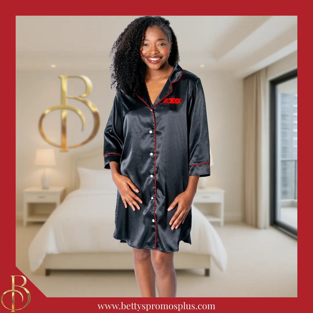 Delta Sigma Theta ΔΣΘ Nightshirt Pajama Night Shirt Gown Screen Printed / Red / 1X/2X