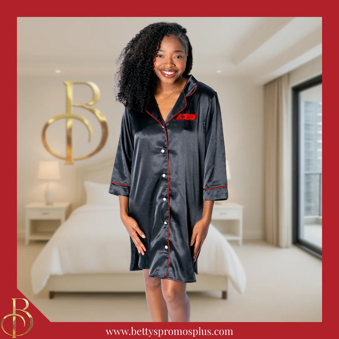 Delta Sigma Theta ΔΣΘ Nightshirt Pajama Night Shirt Gown-Delta Sigma Theta Paraphernalia-Delta Sigma Theta Pajamas-Betty's Promos Plus