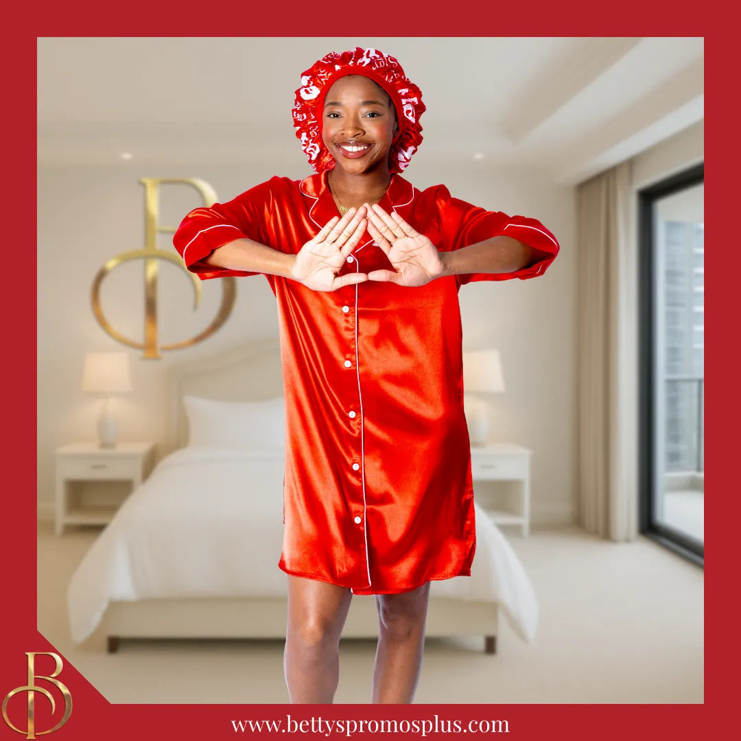 Delta Sigma Theta ΔΣΘ Nightshirt Pajama Night Shirt Gown-Delta Sigma Theta Paraphernalia-Delta Sigma Theta Pajamas-Betty's Promos Plus