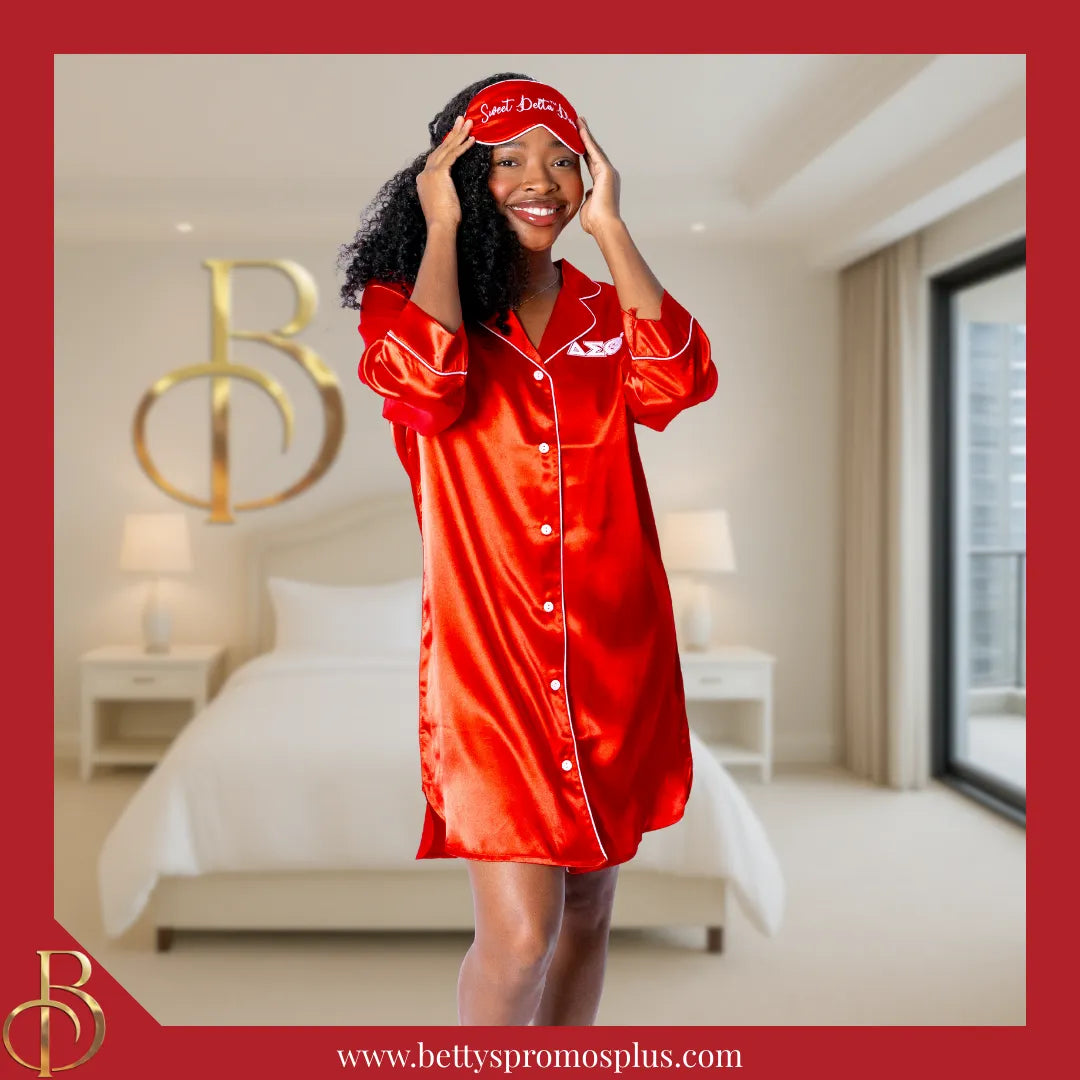 HOT ! Silk New Ladies Night Dress Delta Sigma Theta Nightshirt Pajama Night Shirt Gown Betty's HOT ! Silk New Ladies Night Dress Delta Sigma Theta Nightshirt Pajama Night Shirt Gown Betty's