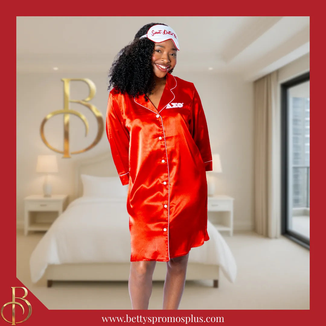 Delta Sigma Theta ΔΣΘ Nightshirt Pajama Night Shirt Gown-Delta Sigma Theta Paraphernalia-Delta Sigma Theta Pajamas-Betty's Promos Plus