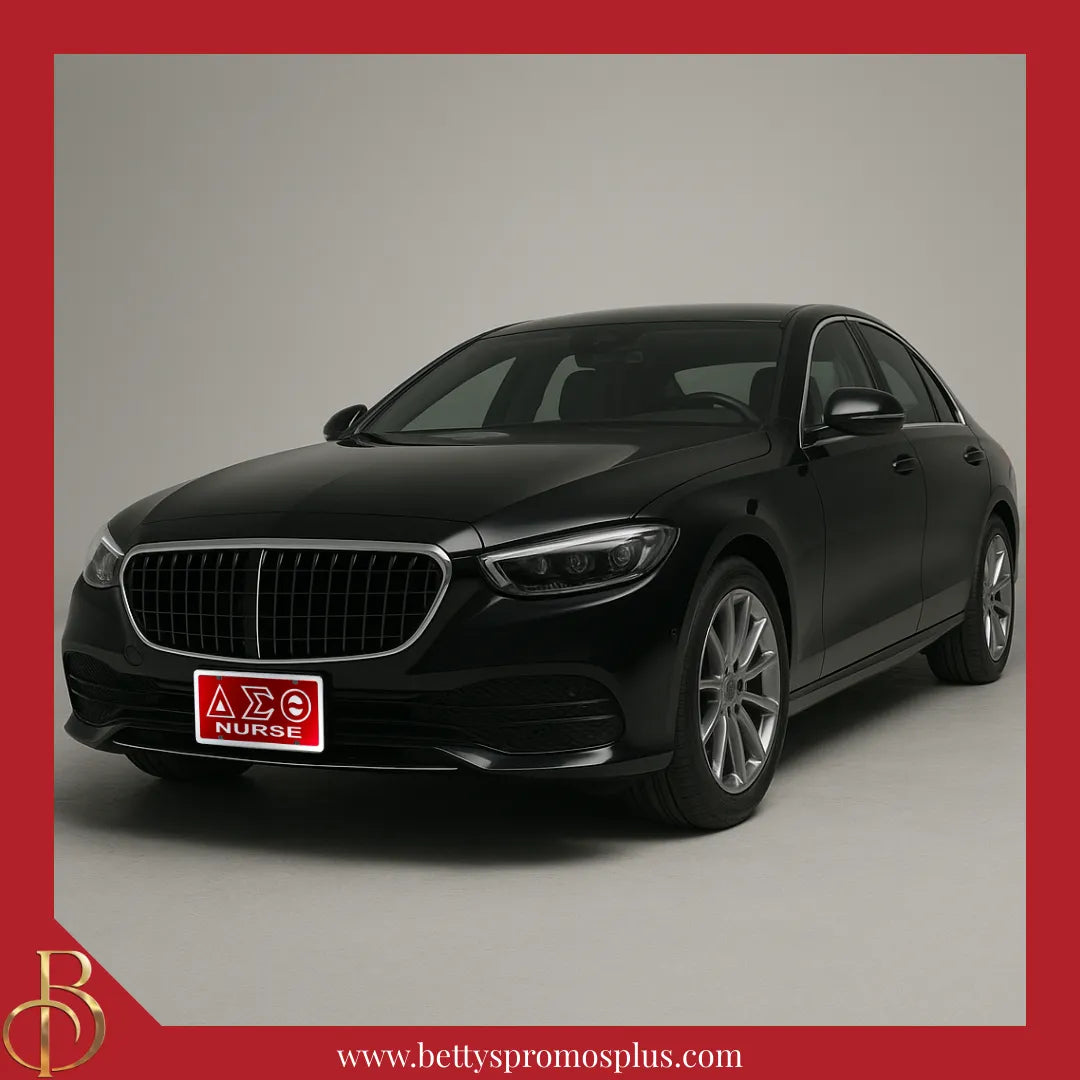 Delta Sigma Theta ΔΣΘ Nurse Laser Engraved Mirrored Acrylic Auto Tag License Plate-Delta Sigma Theta Paraphernalia-Delta Sigma Theta Auto Tag-Betty's Promos Plus