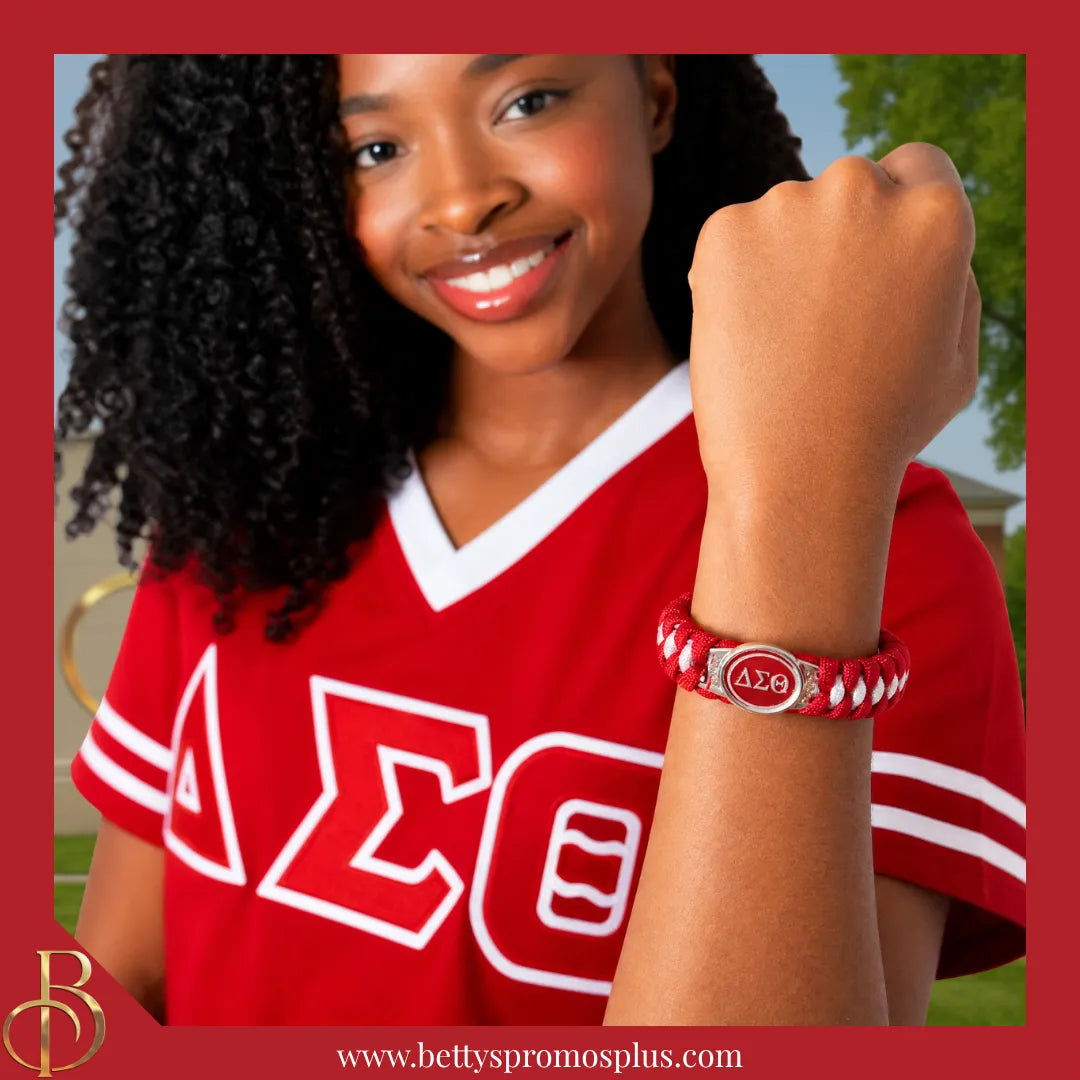 Delta Sigma Theta ΔΣΘ Paracord Survival Bracelet-Delta Sigma Theta Paraphernalia-Delta Sigma Theta Bracelet-Betty's Promos Plus